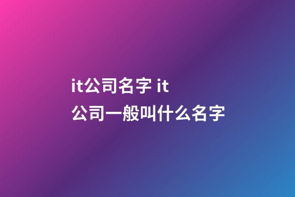 it公司名字 it公司一般叫什么名字-第1張-公司起名-玄機派
